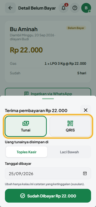 Layar: Tandai sudah dibayar
