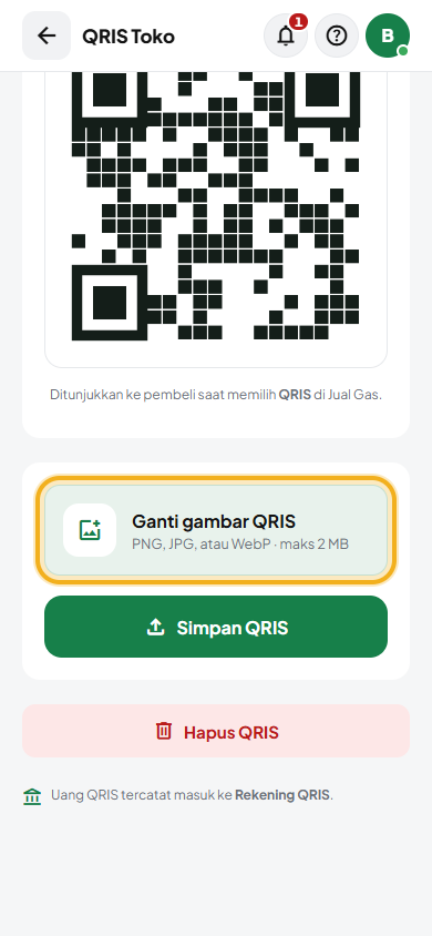 Layar: Unggah gambar QRIS