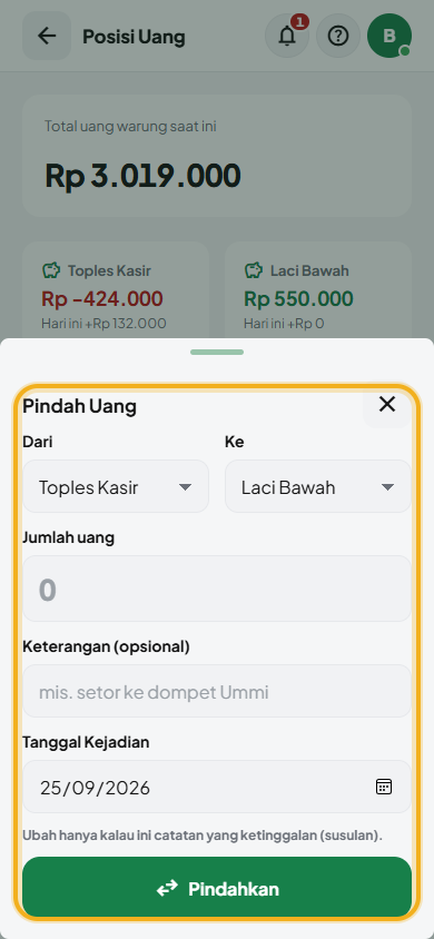 Layar: Pindah uang